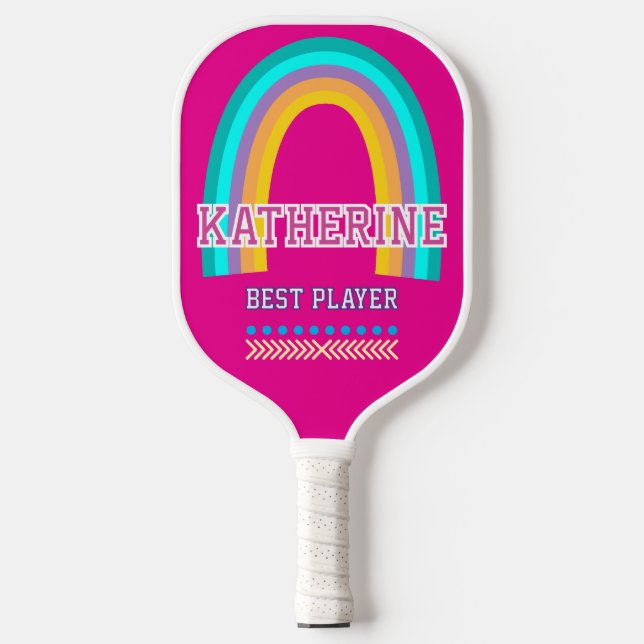 Raquette De Pickleball Arc-en-ciel Rose Chaud (Recto)