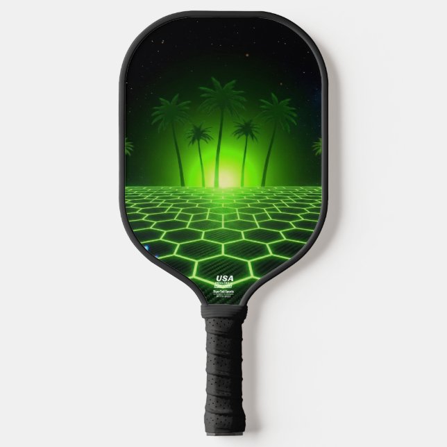Raquette De Pickleball Arcade Minuit Néon Vert Citron Professionnel (Recto)