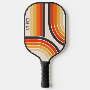 Raquette De Pickleball Arcs et lignes rétro colorés