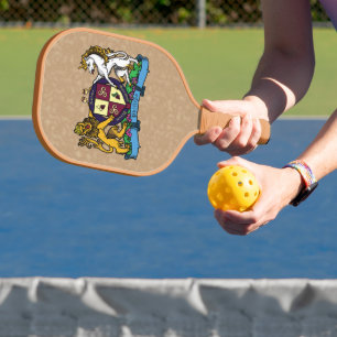 Raquette De Pickleball Armoiries du lion et de la licorne à vin rampant