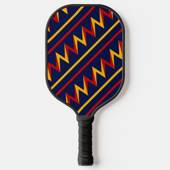 Raquette De Pickleball Arrière - plan de course Jaune et Rouge Zig Zag (Recto)