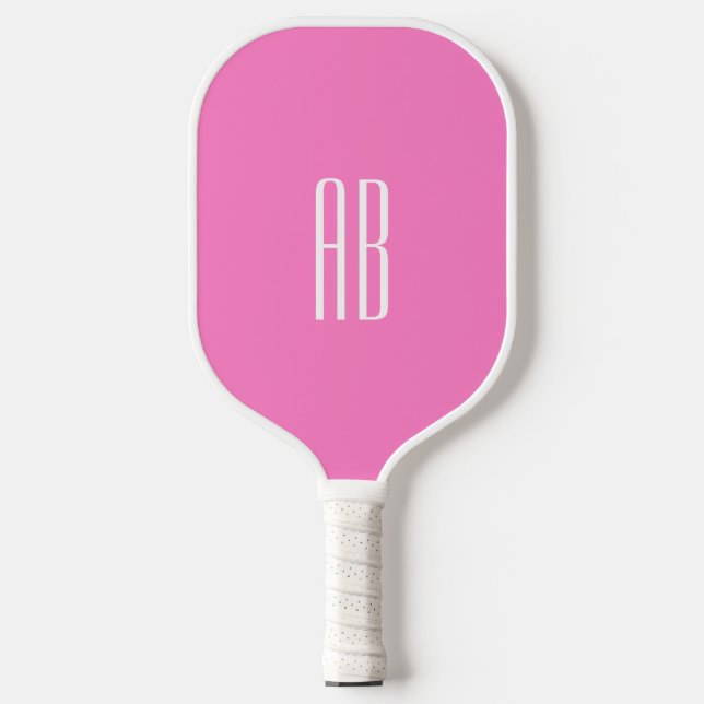 Raquette De Pickleball Arrière - plan rose blanc monogramme (Recto)