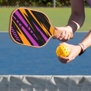 Raquette De Pickleball Arrière - plan sportif violet jaune et noir Monogr