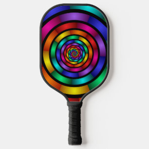 Raquette De Pickleball Arrondi et psychédélique coloré Art moderne fracta