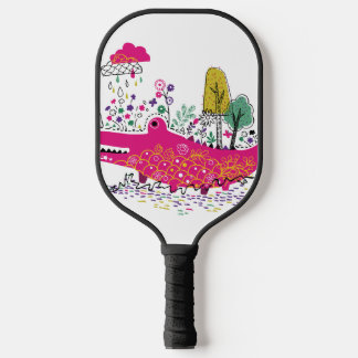 Raquette De Pickleball Art de crocodile sauvage dessiné à la main