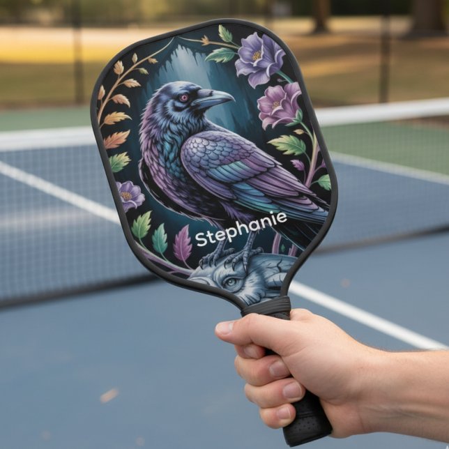 Raquette De Pickleball Art du Corbeau Noir Mystique (Black gothic raven pickleball paddle)
