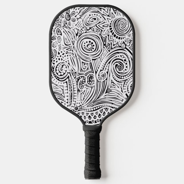 Raquette De Pickleball Art Gratte Noir Et Blanc (Recto)