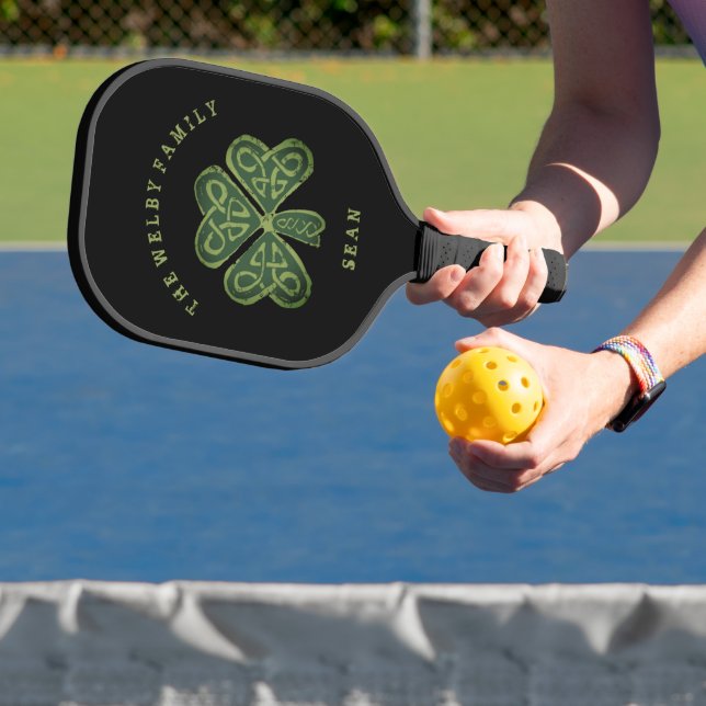 Raquette De Pickleball Artsy Shamrock irlandais Famille et nom Personnali (Insitu)