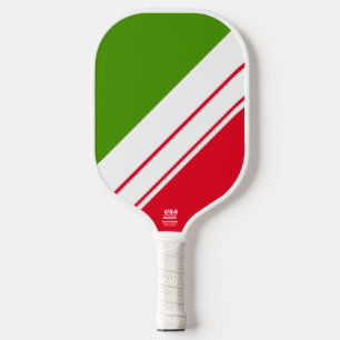 Raquette De Pickleball Athletic Fun Bright Red Green White Racing Stripes