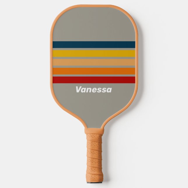 Raquette De Pickleball Aurora Arcade à travers rayures avec nom (Recto)