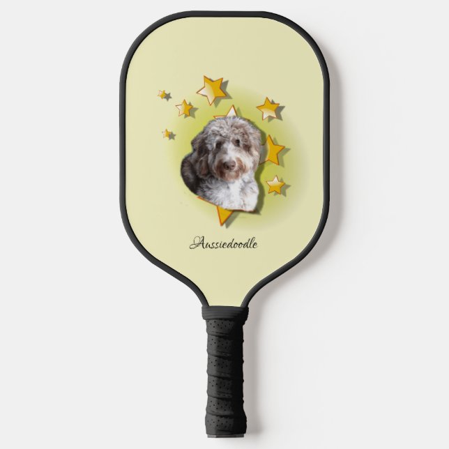 Raquette De Pickleball Aussiedoodle rouge adorable est une étoile (Recto)