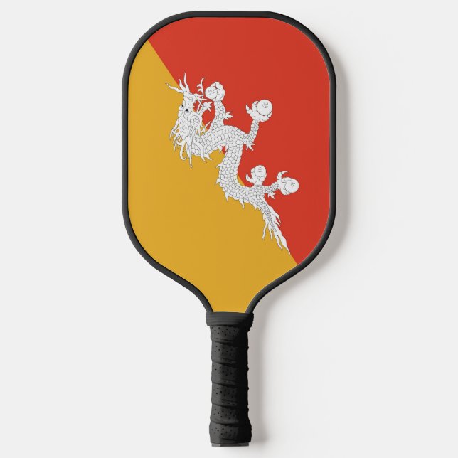 Raquette de Pickleball avec le drapeau du Bhoutan (Recto)