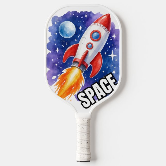 Raquette De Pickleball Aventure de fusée spatiale – Fusée aquarelle (Recto)