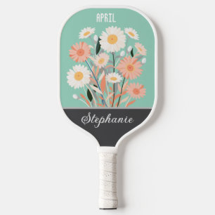 Raquette De Pickleball Avril Fleur de naissance Nom personnalisé