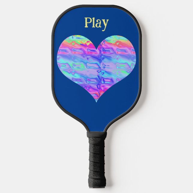 Raquette De Pickleball Awesome Chrome Metallic Neon Rainbow Heart (Recto)