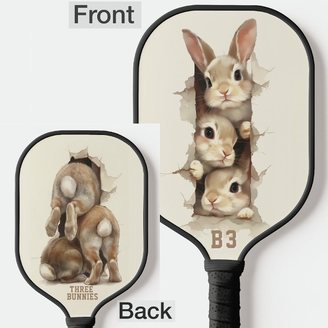 Raquette De Pickleball B3 Three Bunnies 3D Illusion  (Créateur téléchargé)