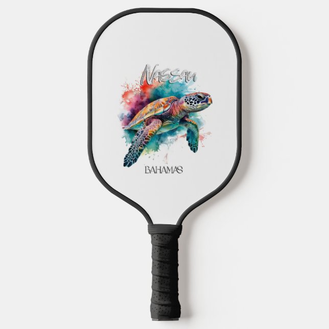 Raquette De Pickleball Bahamas Sea Turtle Bahamian Flag Beach Grand requi (Recto)