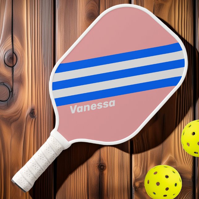 Raquette De Pickleball Baisers de mer rétro avec nom (Créateur téléchargé)