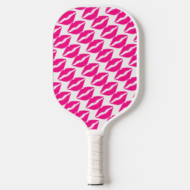 Raquette De Pickleball Baisers rose blanc mignon motif cravate Coque-Mate (Recto)
