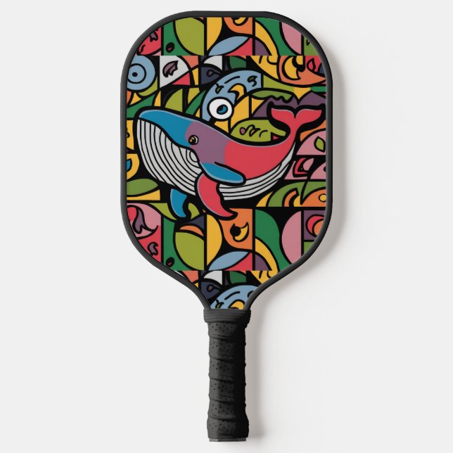 Raquette De Pickleball Baleine colorée cool Abstraite (Recto)