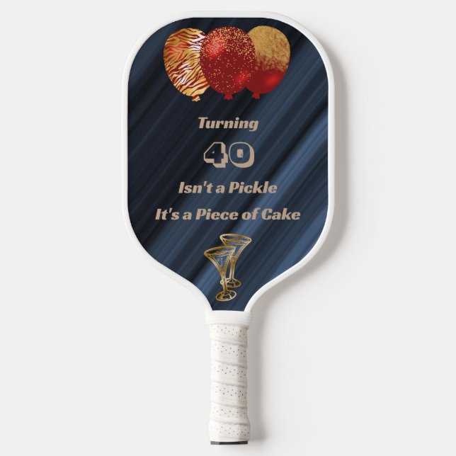 Raquette De Pickleball Ballons rouges et dorés pailletés & citation d'ann (Recto)
