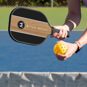 Raquette De Pickleball Bande Brown en bois rustique sur monogramme noir