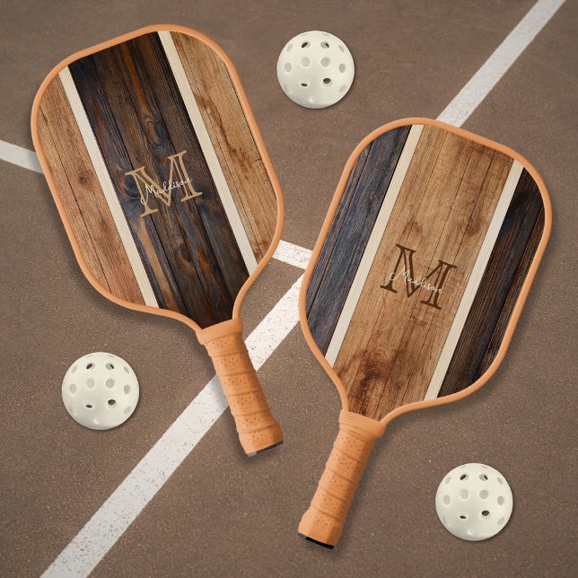 Raquette De Pickleball Bande de ton en bois rustique verticale (Créateur téléchargé)