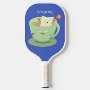 Raquette De Pickleball Bande dessinée de la tasse de thé mignonne humour