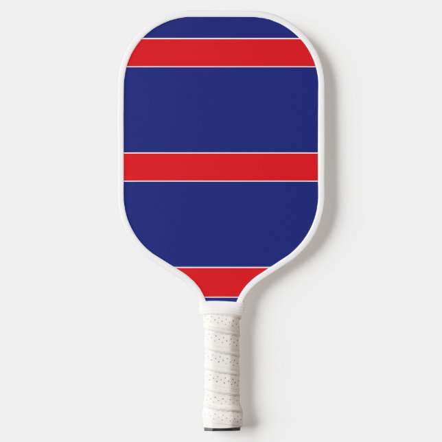 Raquette De Pickleball Bande rouge et blanche sur bleu marine (Recto)