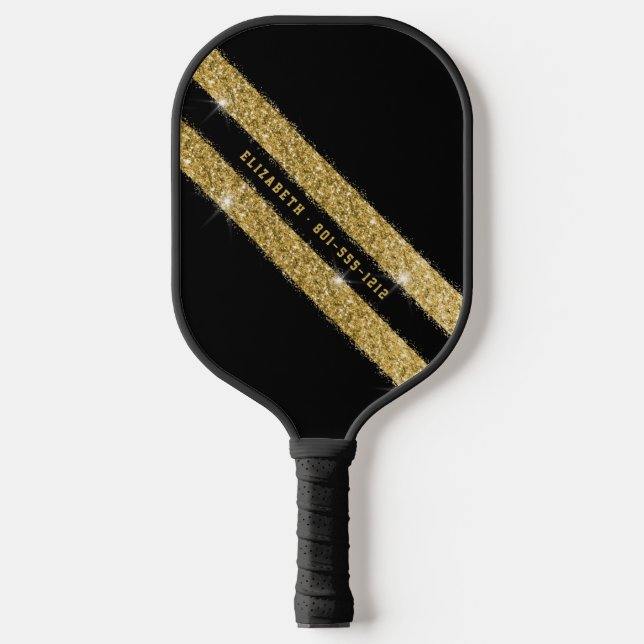 Raquette De Pickleball Bande Sport Gold et Black Parties scintillant Pers (Recto)