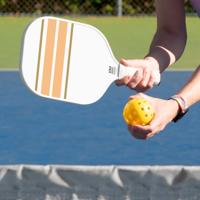 Raquette De Pickleball Bandes de course orange clair sur fond blanc (Insitu)