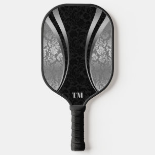 Raquette De Pickleball Bandes dynamiques en noir et argent Damas