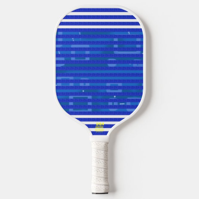 Raquette De Pickleball Bandes géométriques blanches bleues cool (Recto)