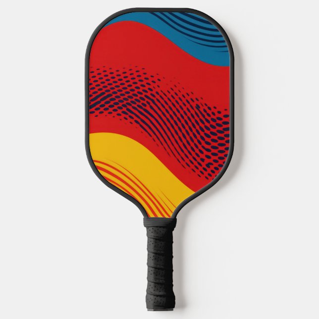 Raquette De Pickleball Bandes ondulées en couleurs primaires avec texture (Recto)