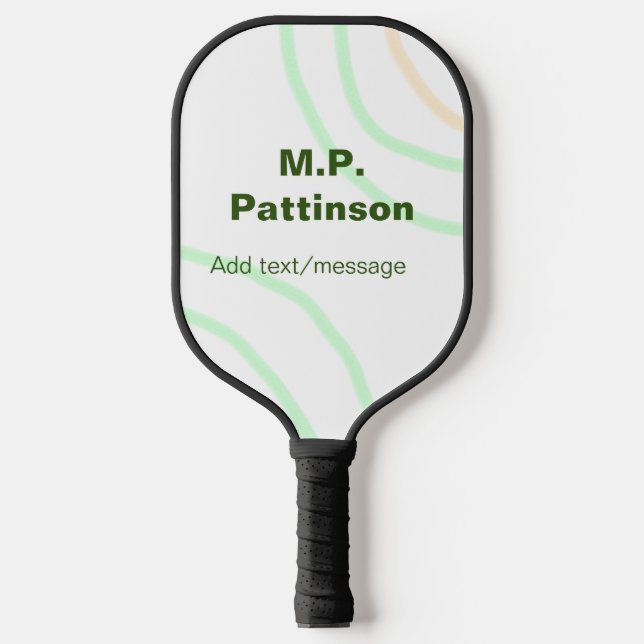 Raquette De Pickleball Bandes orange vertes ajouter le nom message texte  (Recto)