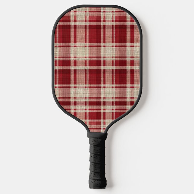 Raquette De Pickleball Bandes Plaid Crème Rouge (Recto)