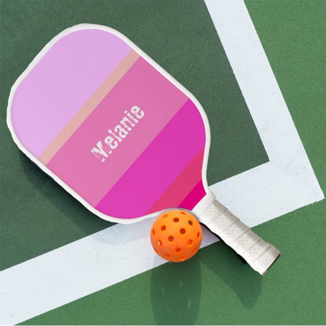 Raquette De Pickleball Bandes roses chaudes personnalisées (Créateur téléchargé)