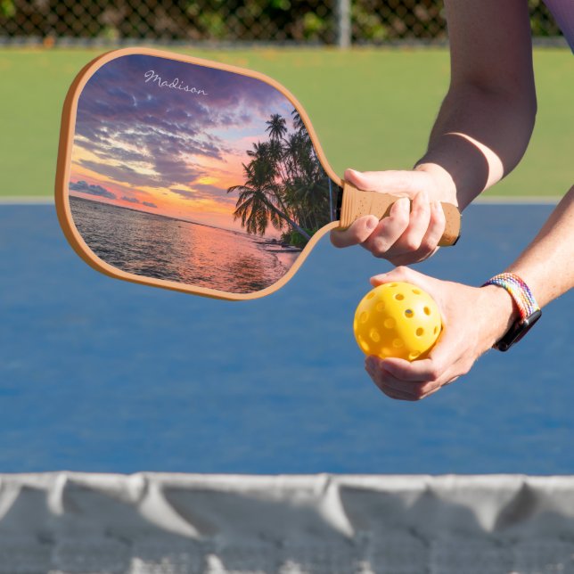 Raquette De Pickleball Beach Sunset nom personnalisé (Insitu)