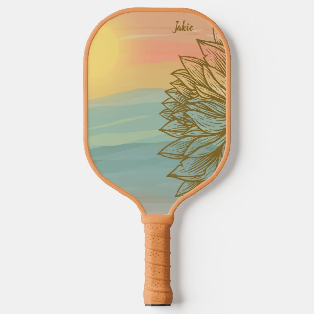 Raquette De Pickleball Beau coucher de soleil sur les eaux fleuries (Recto)