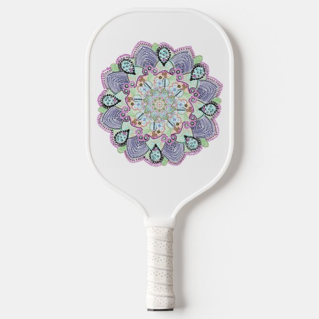 Raquette De Pickleball Beau Jardin Doily Mandala Art (Recto)