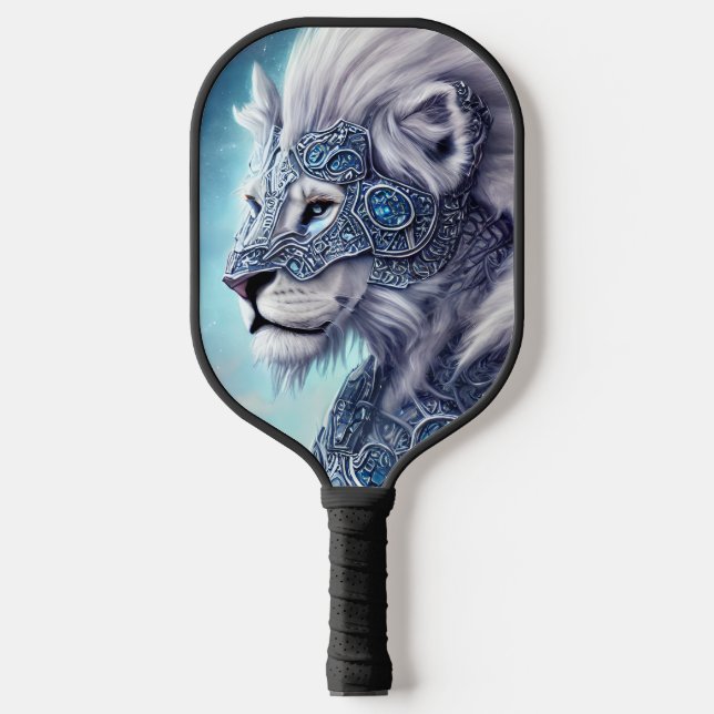 Raquette De Pickleball Beau Lion Sherpa de Guerrier Blancs (Recto)