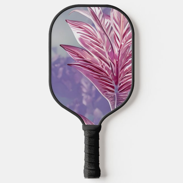 Raquette De Pickleball Beau Motif de feuille rose translucide (Recto)