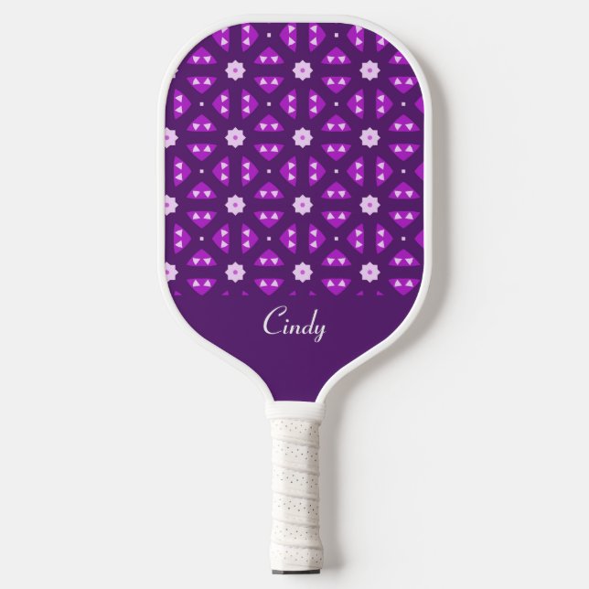 Raquette De Pickleball Beau Motif géométrique violet (Recto)