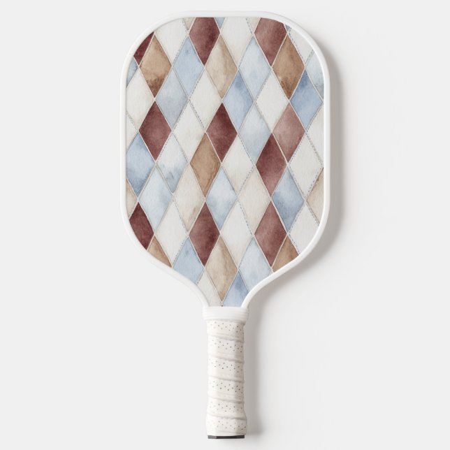 Raquette De Pickleball Beaux Diamants Bleus Crème Brun Tan   (Recto)