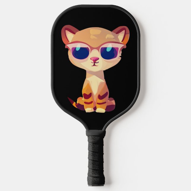 Raquette De Pickleball Bébé mignon Cheetah avec lunettes de soleil (Recto)