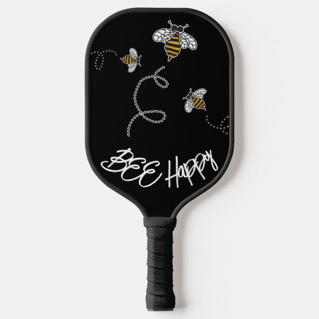 Raquette De Pickleball Bee Happy mignonne Jaune et Noir moderne (Recto)