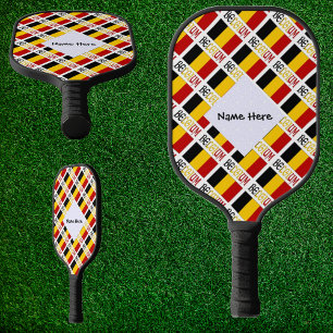 Raquette De Pickleball Belgique et drapeau belge carrelés avec votre nom