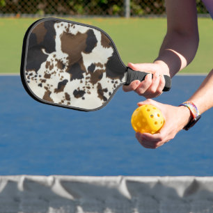 Raquette De Pickleball Belle vache Brown Imprimer Faux Suede Look