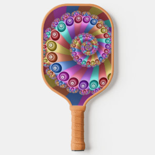 Raquette De Pickleball Belles couleurs arc-en-ciel Art fractal Abstrait