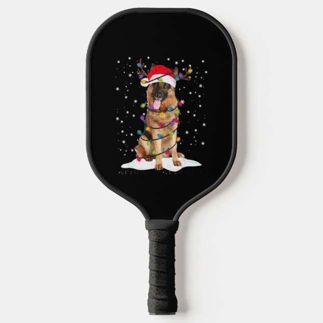 Raquette De Pickleball Berger allemand sapin de Noël Pyjama Chien clair (Recto)